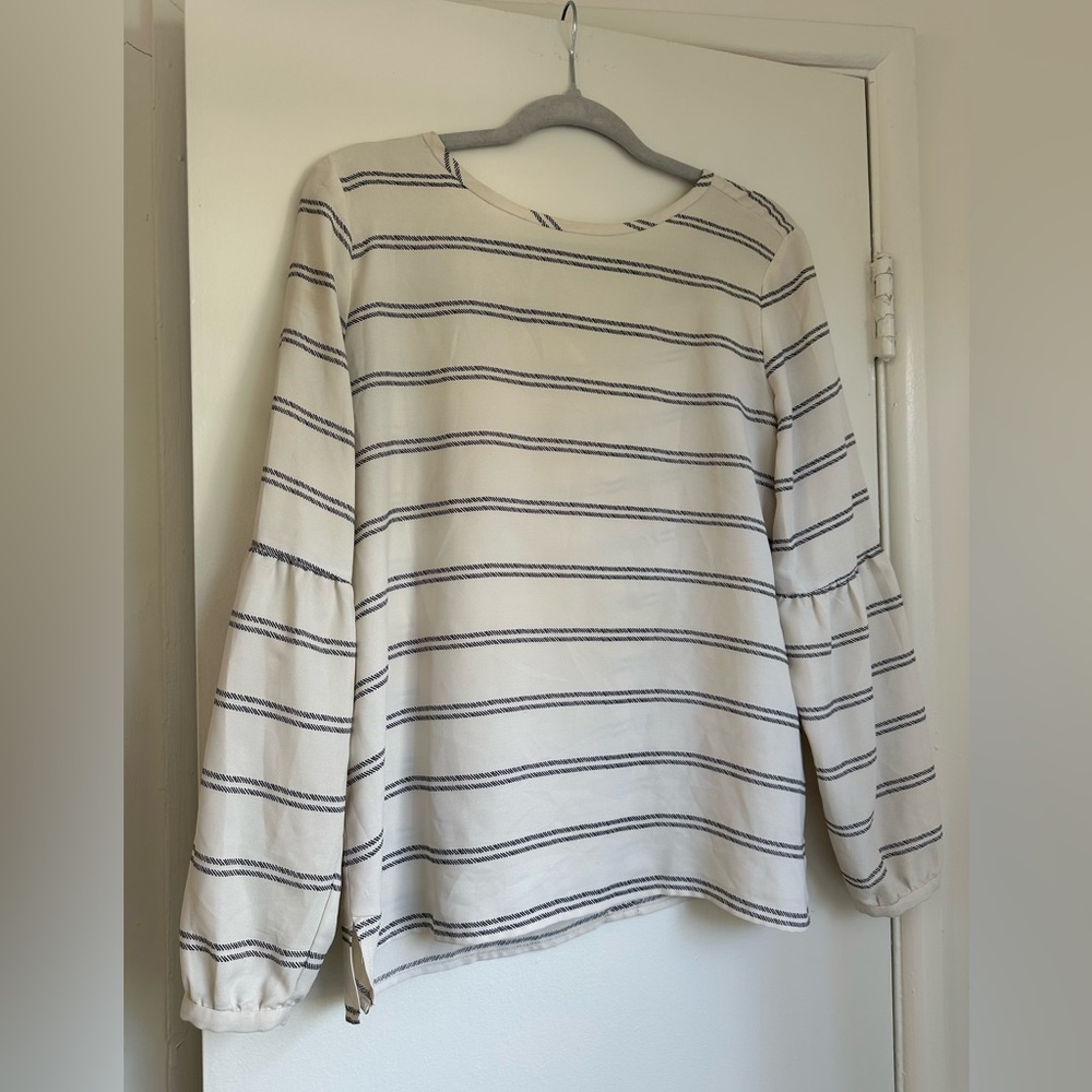Ann Taylor LOFT Striped Balloon Sleeve Top